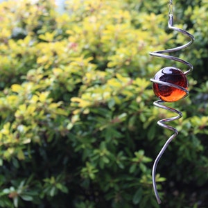 Spiral Wind Spinner Weight, 4 Colour Options, Garden Art, Crystal Glass Ball Stainless Steel Pendant Hanging