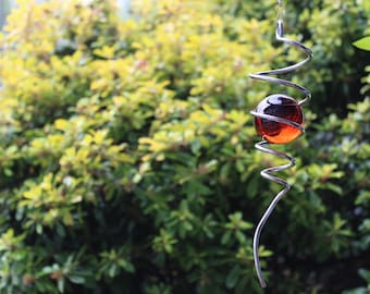 Spiral Wind Spinner Weight Garden Art, Crystal Glass Pendant Hanging