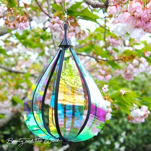 Rainbow Spinning Garden Wind Art Hanging Sculpture for Outdoors Yard Design Decoration Waterproof and Colorful