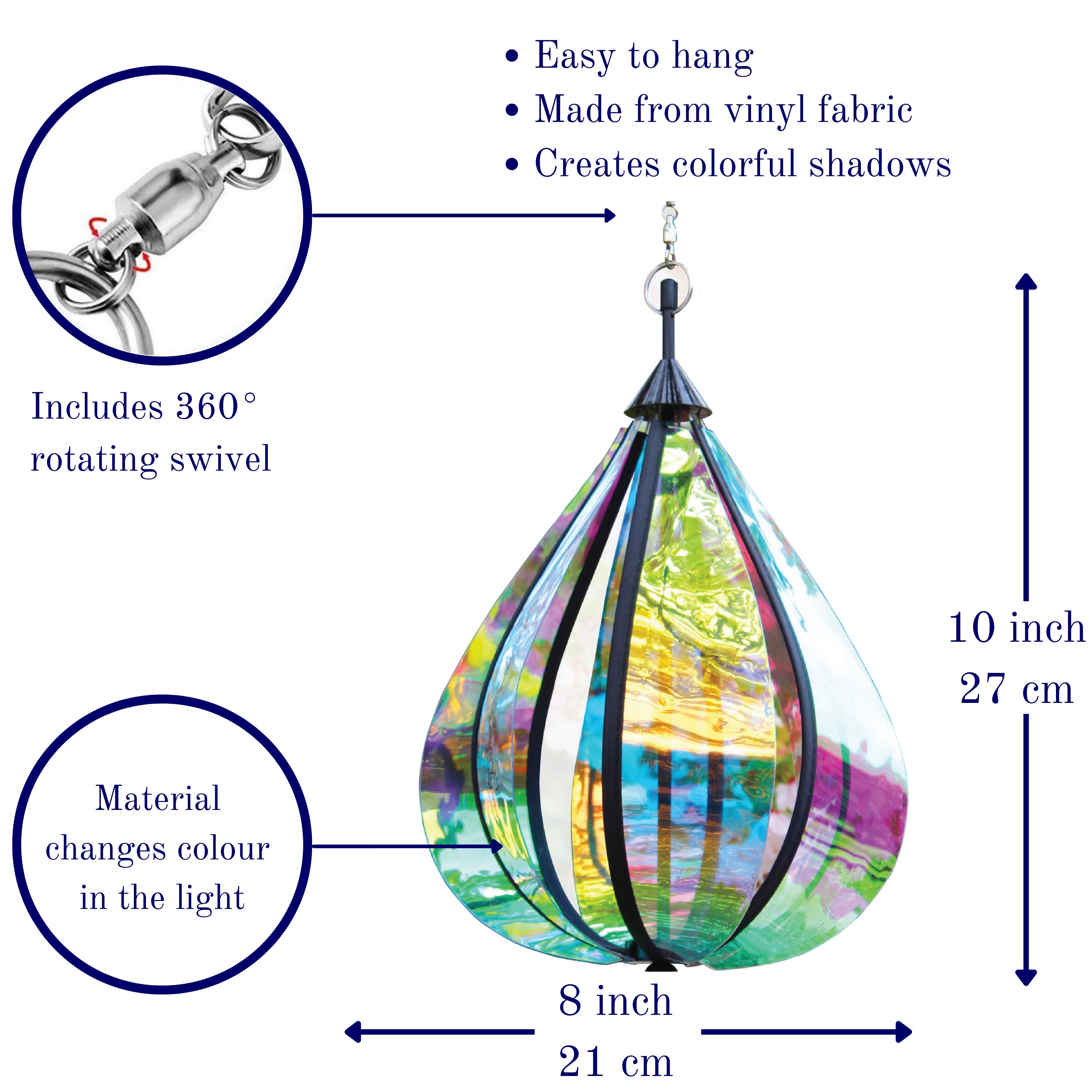 Rainbow Spinning Garden Wind Art, Hanging Design Sculpture for
