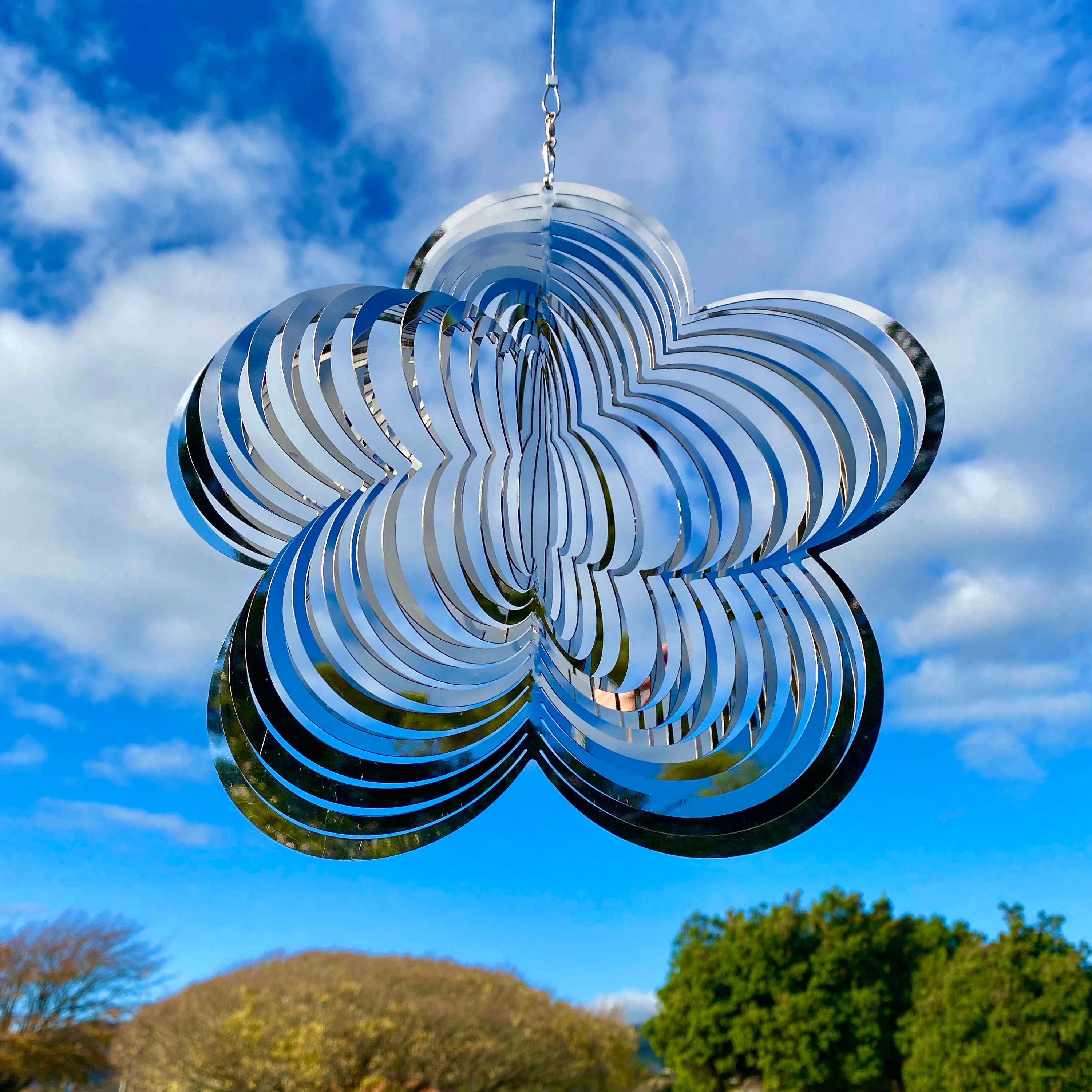 Flower Wind Spinner Metal Hanging Sculpture for Etsy