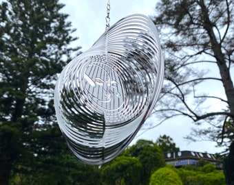 Girandola A Vento 3D In Acciaio Inox Con Finitura A Specchio - Decorazione Da Giardino Per Esterni