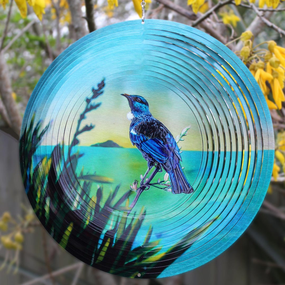 Tūī Bird Wind Spinner, Garden Art, Native New Zealand Design - Etsy