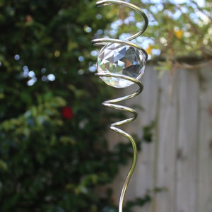 Spiral Crystal Wind Spinner Weight, 7 Colour Options, Garden Art, Crystal Glass Stainless Steel Pendant Hanging