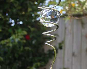 Spiral Crystal Wind Spinner Weight Garden Art, Crystal Glass Pendant Hanging