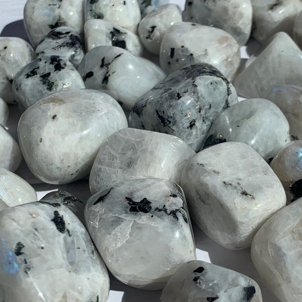 Tumbled Rainbow Moonstone Crystal, Natural Tumbled Gemstones, Healing Crystals and Stones, Rainbow Moonstone, Crown Chakra, Moonstone