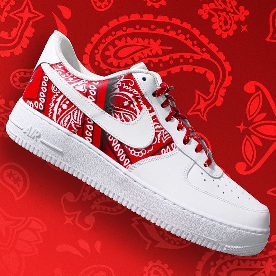 Custom Bandana Nike Air Force One Red Made to Order Etsy