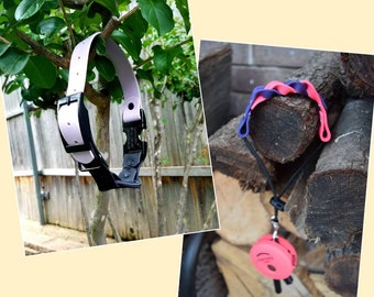 E-Collar Adjustable, Quick Release, Bungee Strap and Biothane E-Collar Remote Wrist Strap Bundle - 1" - E-Collar Technologies