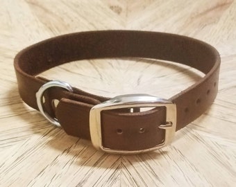 Handcrafted Leather Pet Collar - 1 inch - Dog Collar