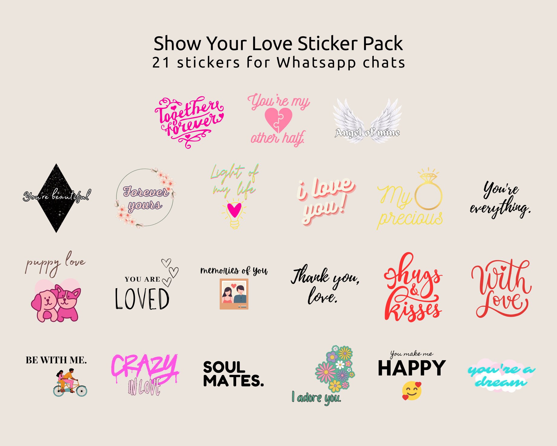 Show Your Love Sticker Pack for Whatsapp Chats Love Stickers Whatsapp