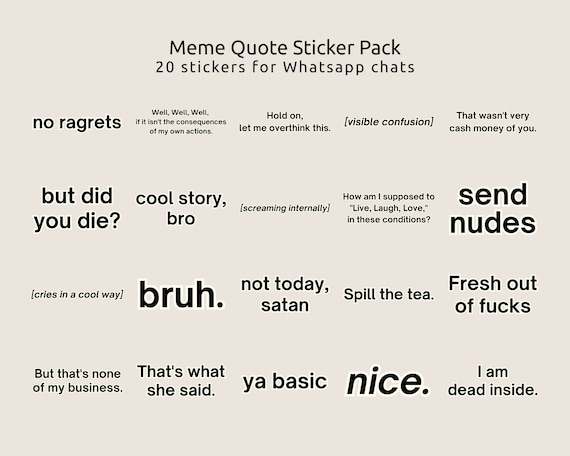 Meme Quotes Sticker Pack for Whatsapp Chats Whatsapp Stickers - Main Image