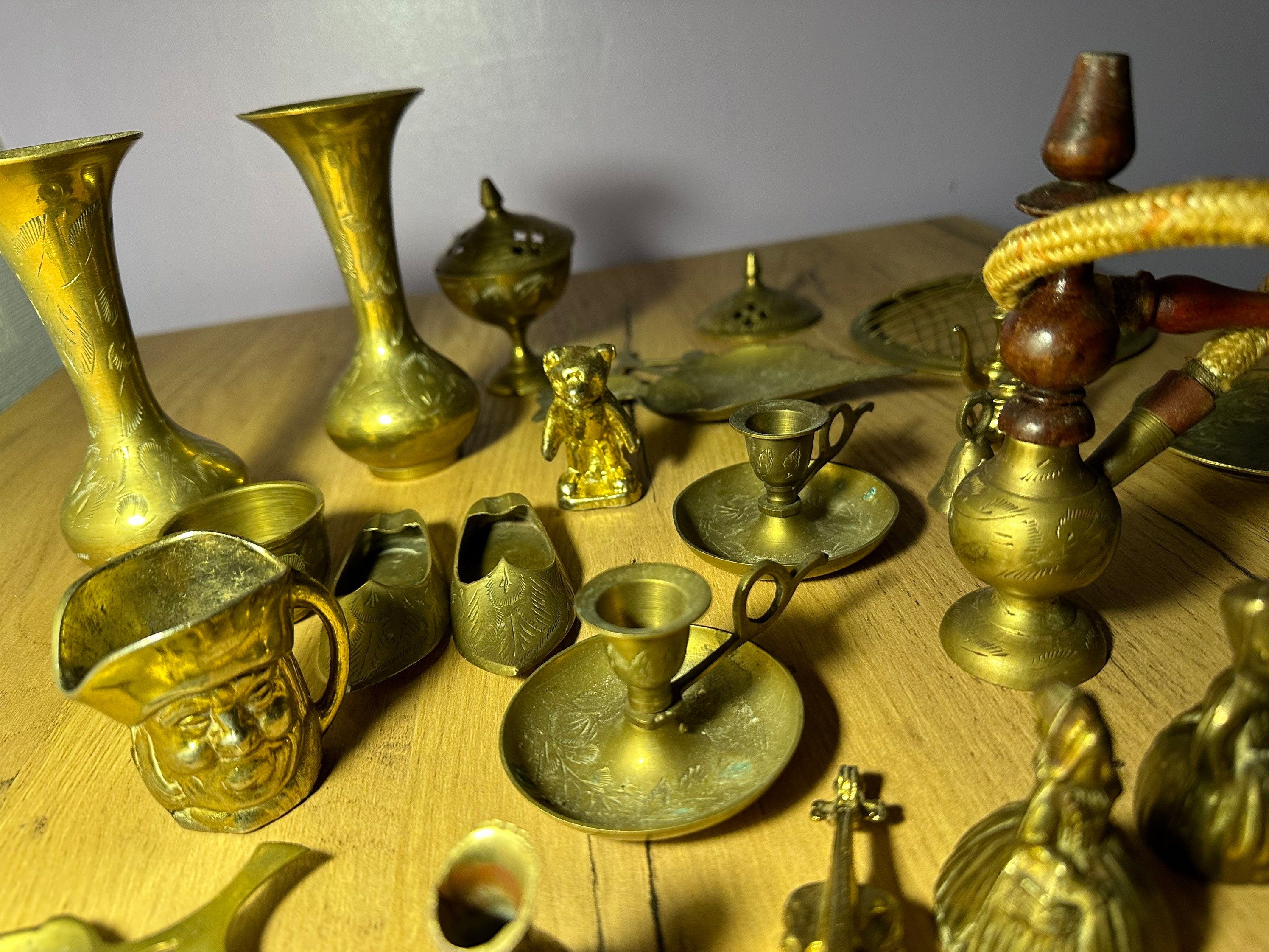 32 X Antique / Vintage BRASS Ornaments Incl. Shisha, Donkey
