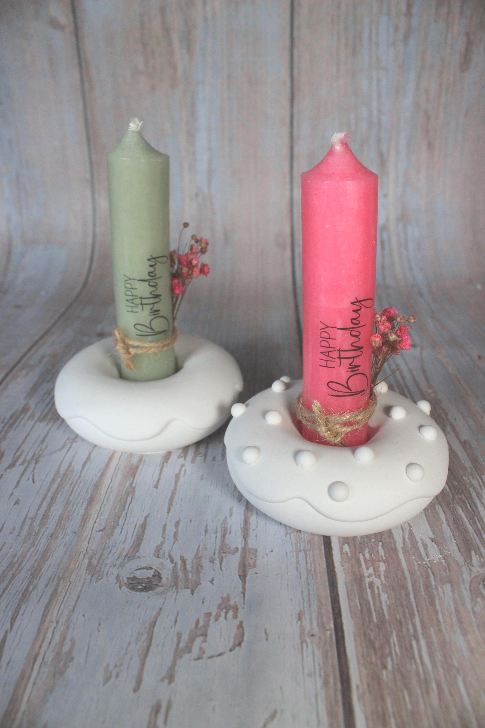 Donut candle holder / birthday candle with donut / table decoration