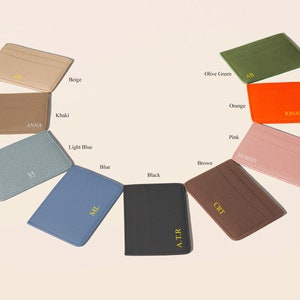 Personal Card Holder Wallet Geniune Pebbled Leather Monogrammed 画像 2