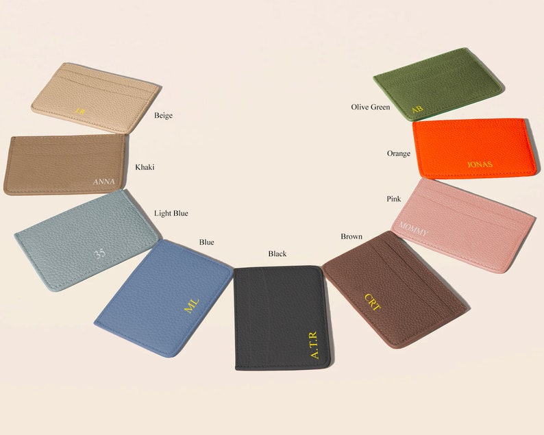 Porte-cartes personnel portefeuille Geniune en cuir grainé monogrammé image 2