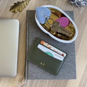 Personal Card Holder Wallet Geniune Pebbled Leather Monogrammed 画像 6