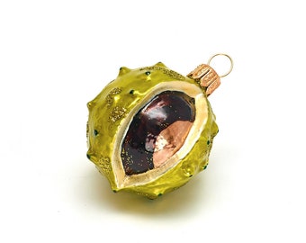 Chestnut - Handmade, Glass Christmas Ornament, Made in polish Manufacture, Collectible Bauble