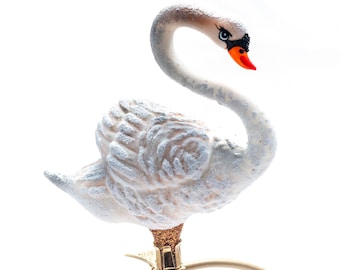 White Swan - Handmade, Glass Christmas Ornament, Made in polish Manufacture, Collectible Bauble
