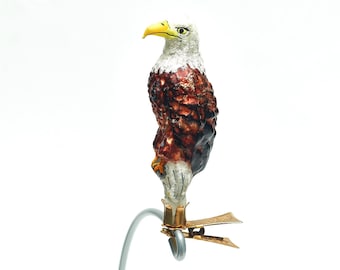 Handmade Glass American Eagle Clip on, Christmas Ornament, Collectible Bauble