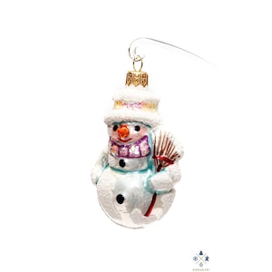 Snowman Glass - Handmade, Glass Christmas Ornament, Made in polish Manufacture, Collectible Bauble