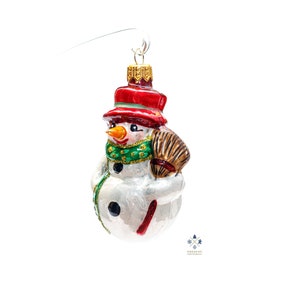 Snowman Glass - Handmade, Glass Christmas Ornament, Made in polish Manufacture, Collectible Bauble