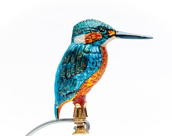 Glass Kingfisher Clip on, Christmas Ornament, Collectible Bauble