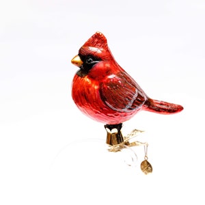 Handgefertigte Glas KARDINAL Vogel Clip on, Weihnachtsverzierung, Sammlerstück Kugel