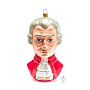 Big Mozart Head - Handmade, Glass Christmas Ornament, Made in polish Manufacture, Collectible Bauble
