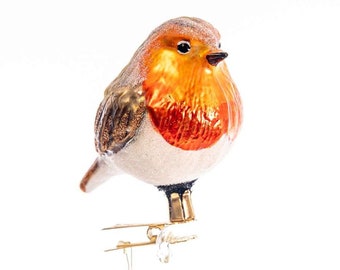 Handgemaakte glazen ROBIN Bird Clip op, kerstornament, verzamelbare kerstbal