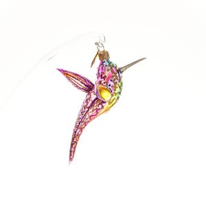 Glass Transparent Hummingbird Christmas Ornament, collectible bauble