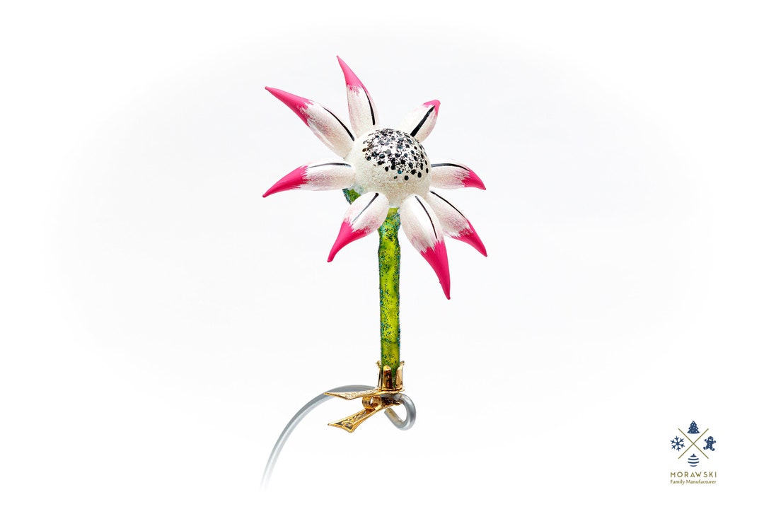 Glass Flower Clip on Glass Christmas Ornament Flower Home Etsy