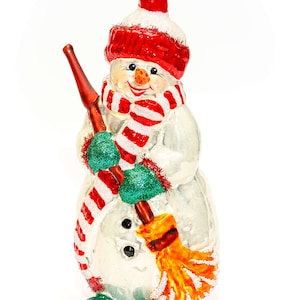 Muñeco de nieve gigante de cristal - Adorno navideño de cristal hecho a mano, fabricado en Polonia, adorno coleccionable