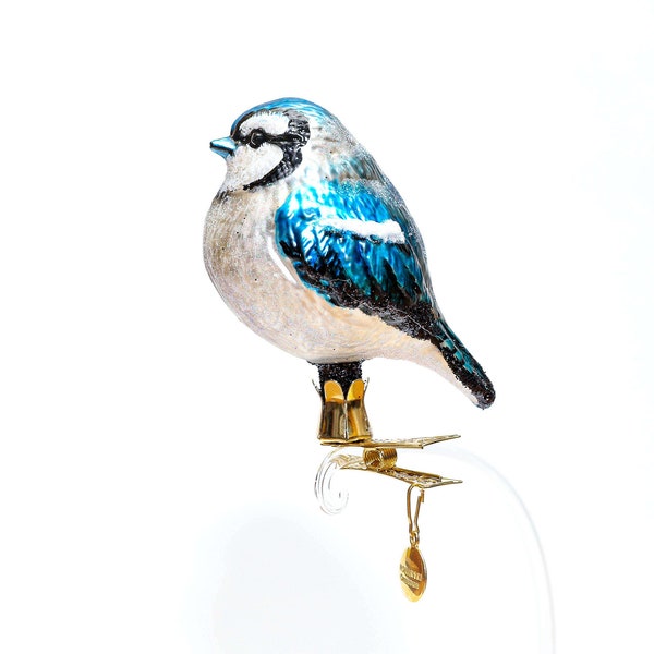 Handmade Glass Bird Clip on, Christmas Ornament, Collectible Bauble