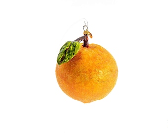Handmade Glass Big Orange Christmas Ornament, Collectible Bauble