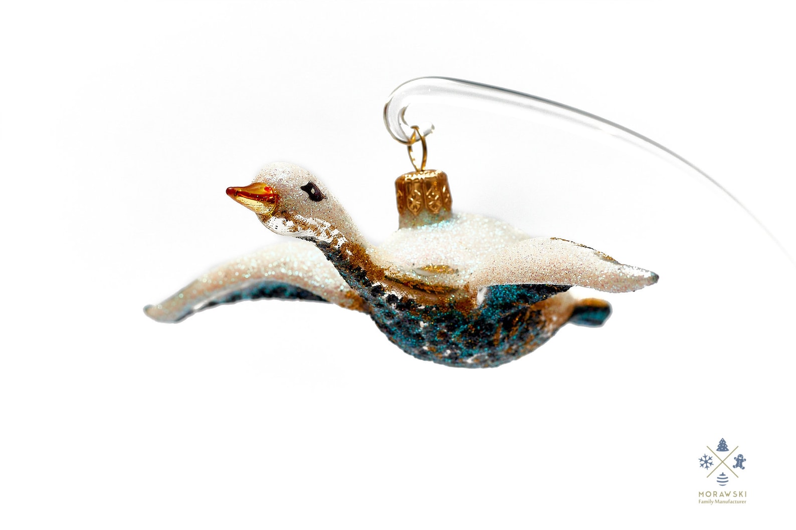 White Flying Goose Handmade Glass Christmas Ornament Home Etsy