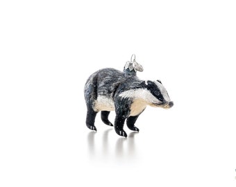 Handmade Beautiful Badger - Glass Christmas Ornament, Made in polish Manufacture, Collectible Bauble