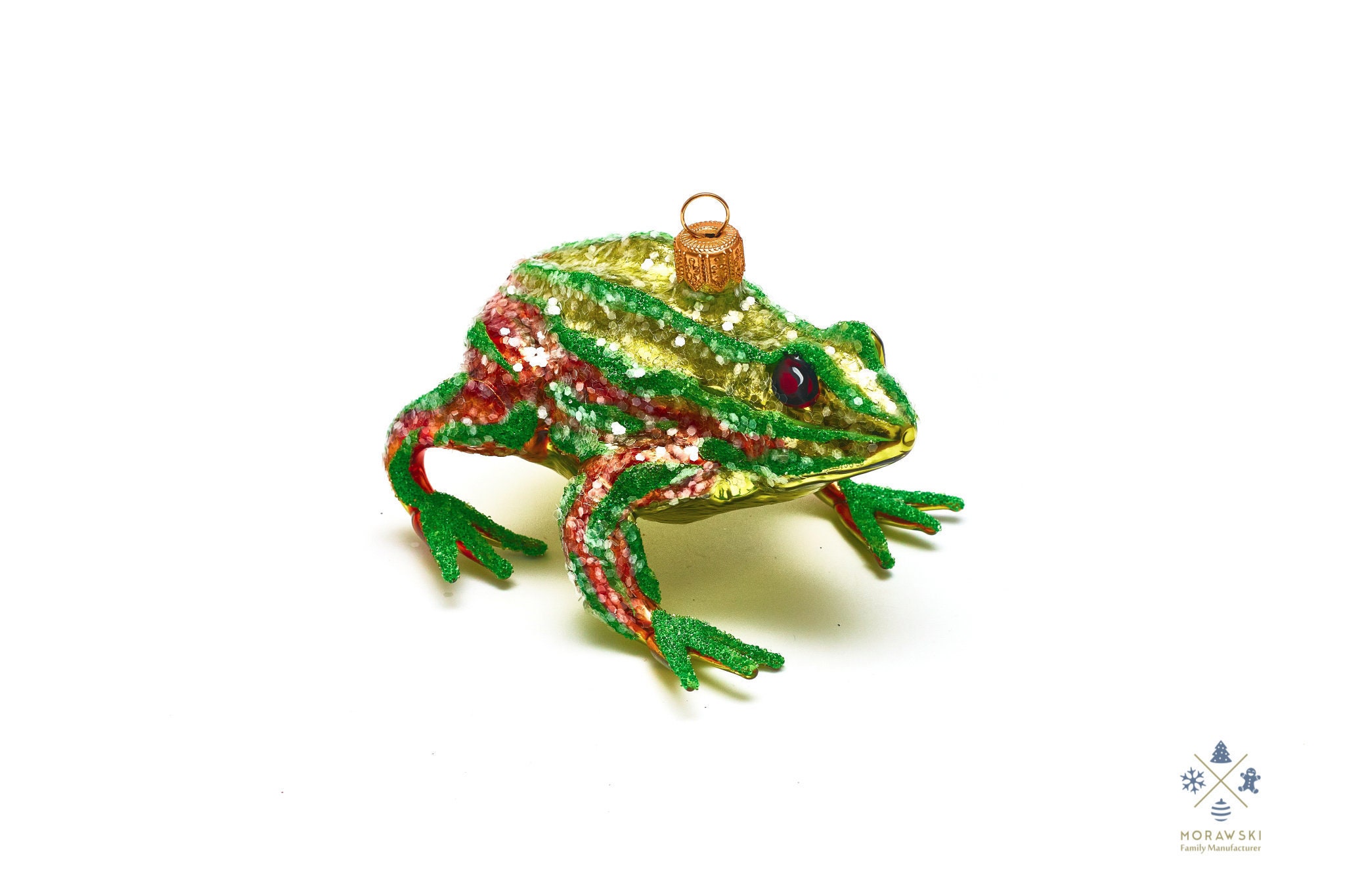 Green Big Frog Handmade Glass Christmas Ornament Made in Etsy