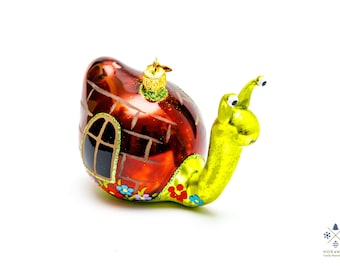 Huge Glass Snail, Christmas Ornament, Collectible Bauble