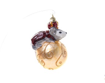 Schöne handgefertigte Glas großer Maus König - Weihnachtsverzierung, Innendekoration, hergestellt in polnischer Herstellung