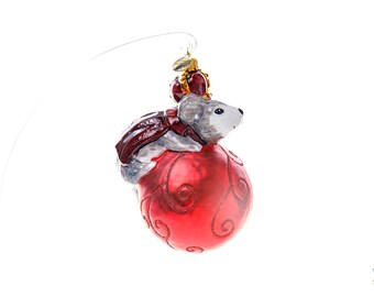 Schöne handgefertigte Glas großer Maus König - Weihnachtsverzierung, Innendekoration, hergestellt in polnischer Herstellung
