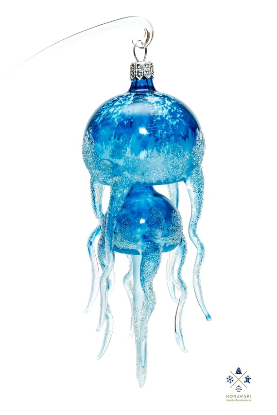 手作りの美しい透明なクラゲ - ガラスのクリスマスオーナメント