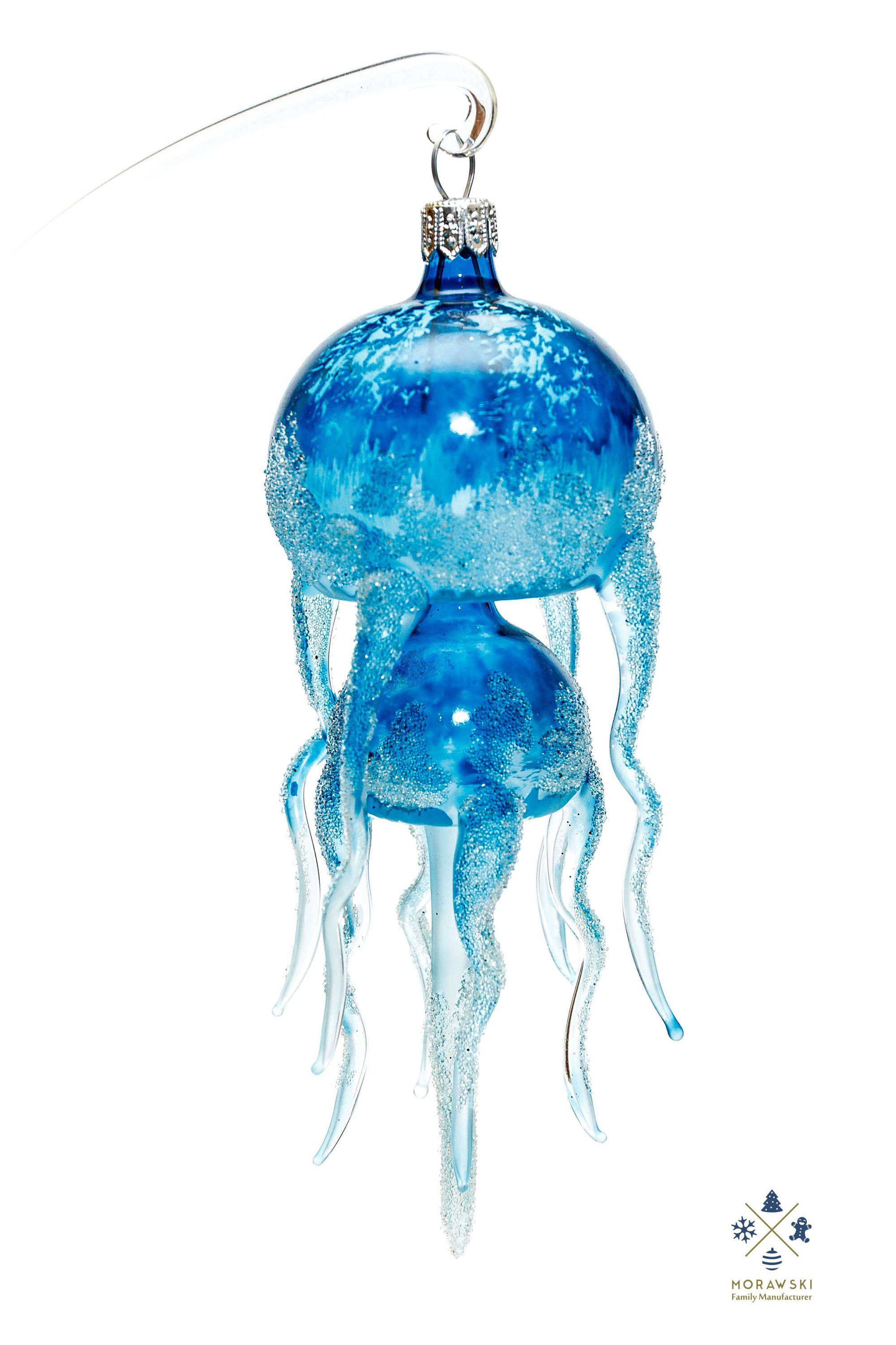手作りの美しい透明なクラゲ - ガラスのクリスマスオーナメント