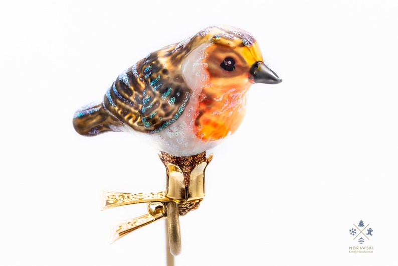 Handmade Glass Robin Bird Clip On Christmas Ornament Etsy