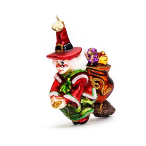 Flying Befana Witch - Handmade, Glass Christmas Ornament, Made in polish Manufacture, Collectible Bauble