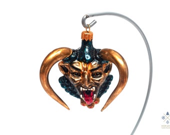 Glass Devil's Head, Krampus, Christmas Ornament, Collectible Bauble