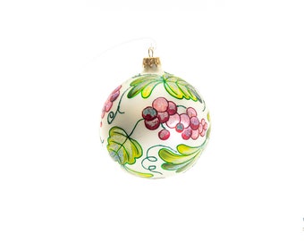 Vintage Ball with Grapes  - Handmade, Glass Christmas Ornament, Home Decoration, Made in polish Manufacture, Collectible Bauble Kule