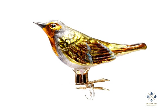 Handmade Glass Robin Clip On Christmas Ornament Collectible Etsy