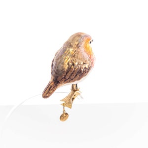 Handmade Glass ROBIN Bird Clip on, Christmas Ornament, Collectible Bauble zdjęcie 2