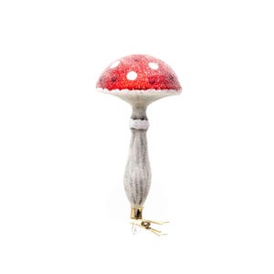 Adorno navideño de cristal de gran tamaño y espectacular forma de hongo 21349: hecho a mano, fabricado en Polonia, adorno coleccionable