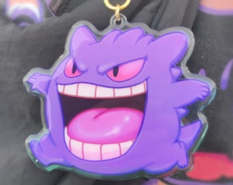 Large Gengar Keychain Acrylic Charms. Ghost Type Pokemon